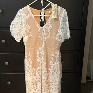 Southern Fried Chicks White and Beige Dress